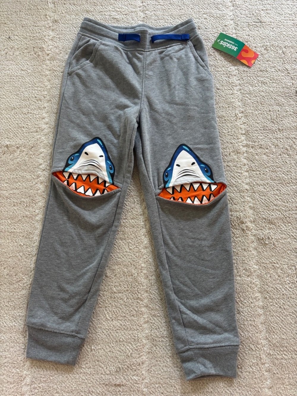 Grey Kids Shark Joggers - Fun Shark Design